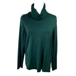 Cable & Gauge Sweater Button Back Turtleneck Forest Green XL Extra Large